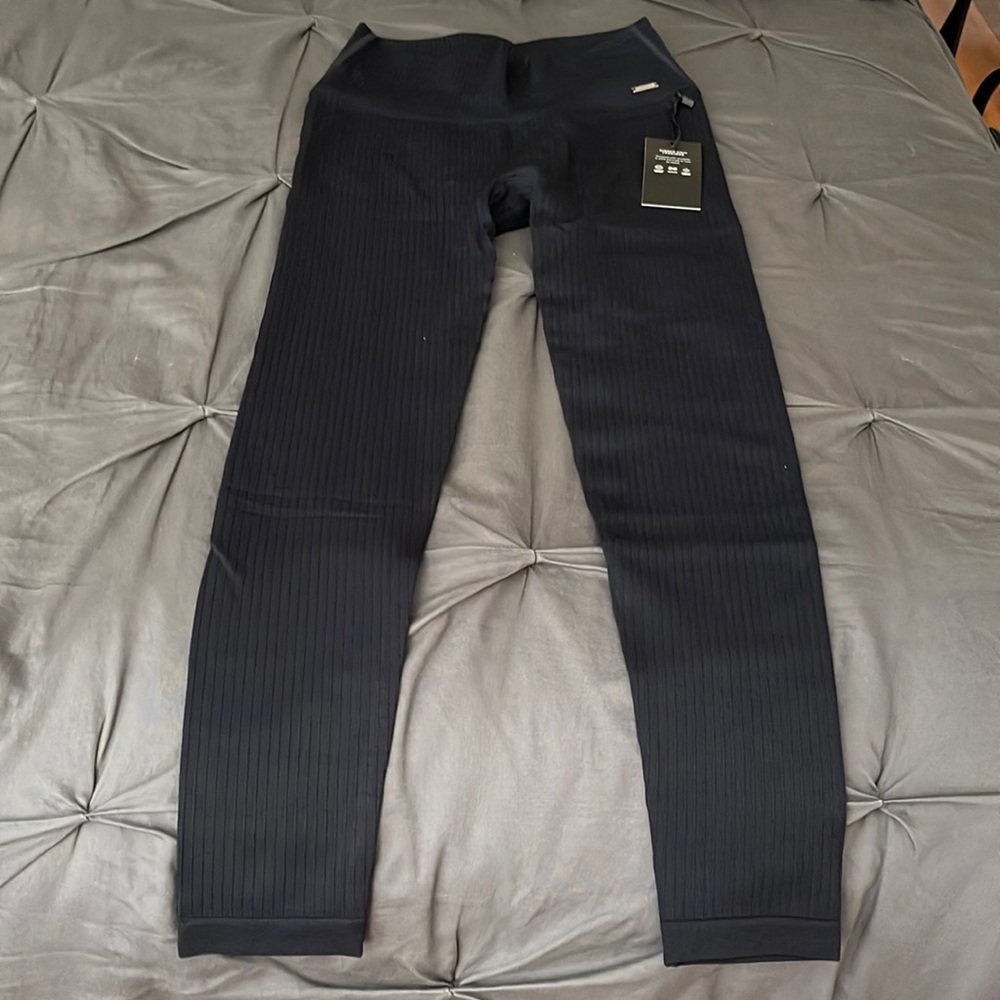 Ribbed Work Out Leggings - Black